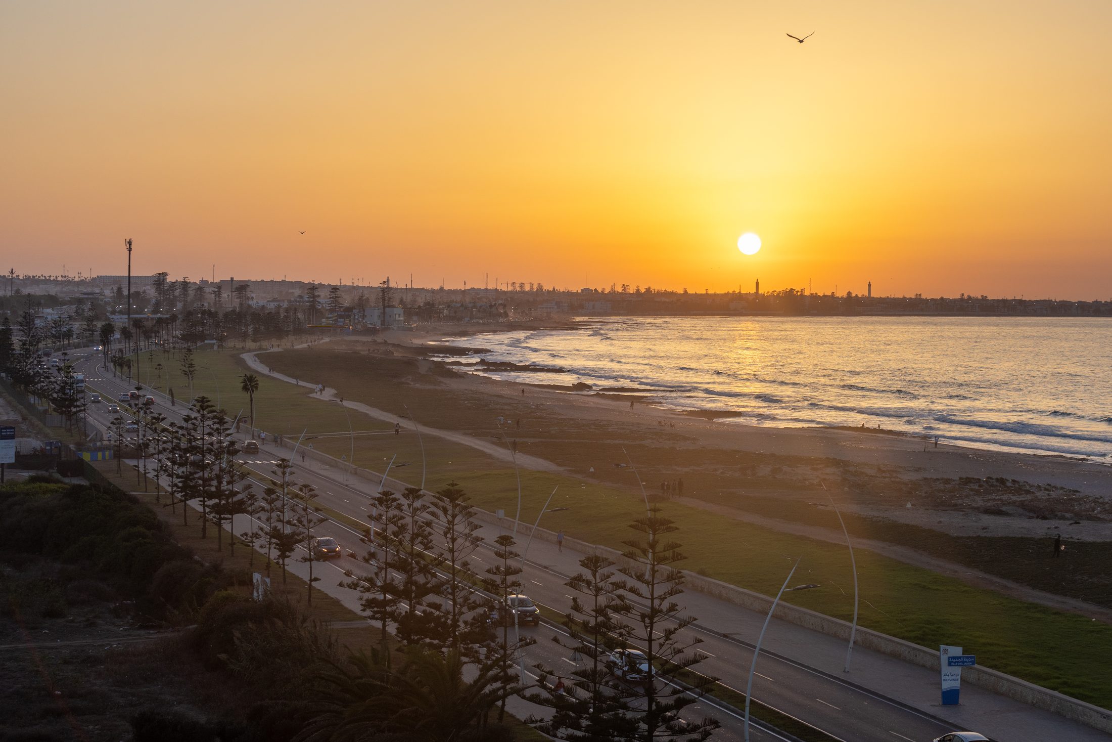 La côte d'El Jadida, au coucher du soleil
